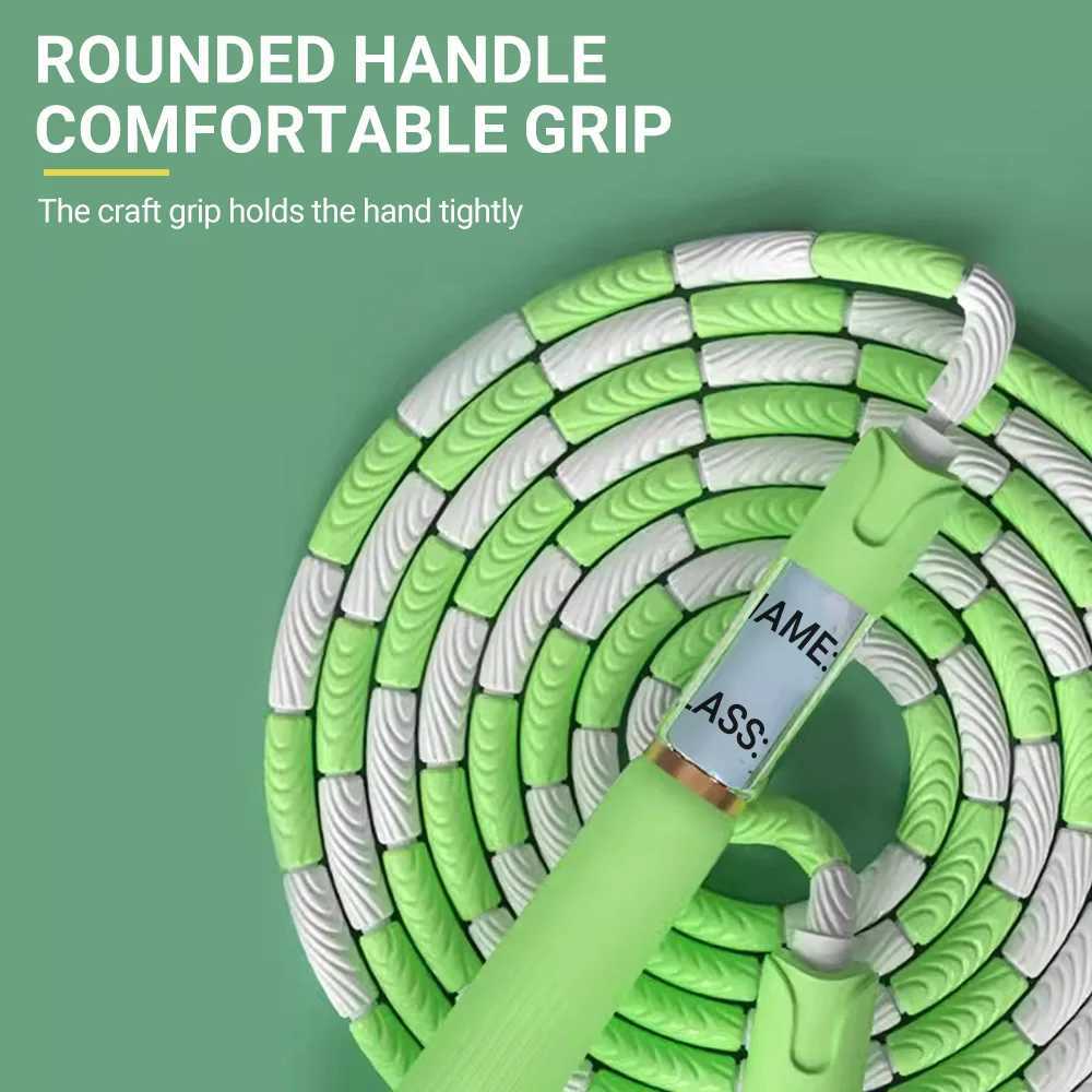 Soft Bamboo Shaped Jump rope 28m Children Exercise Fitness Jump Rope Adjustable Bamboo Beaded Jumping Rope M260319