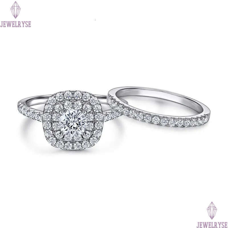 luxury 2pc/set stacking oval diamond ring designer for wed 925 sterling silver white 5A zirconia engagement wedding rings jewelry woman party gift box