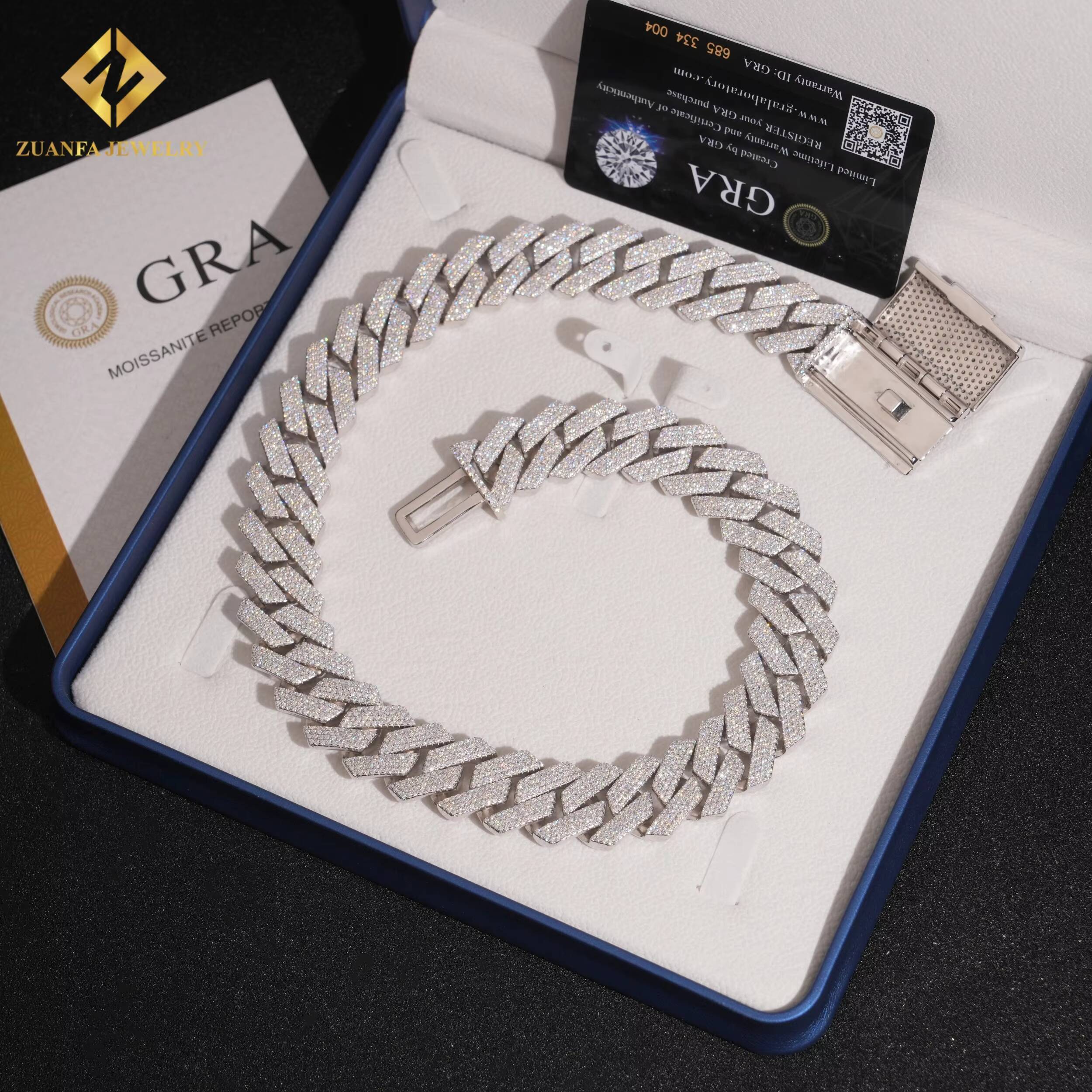 Big Chain 20mm Moissanite Chain Cuban Links 925 Silver Cuban Link Chain Necklace Pass Diamond Tester