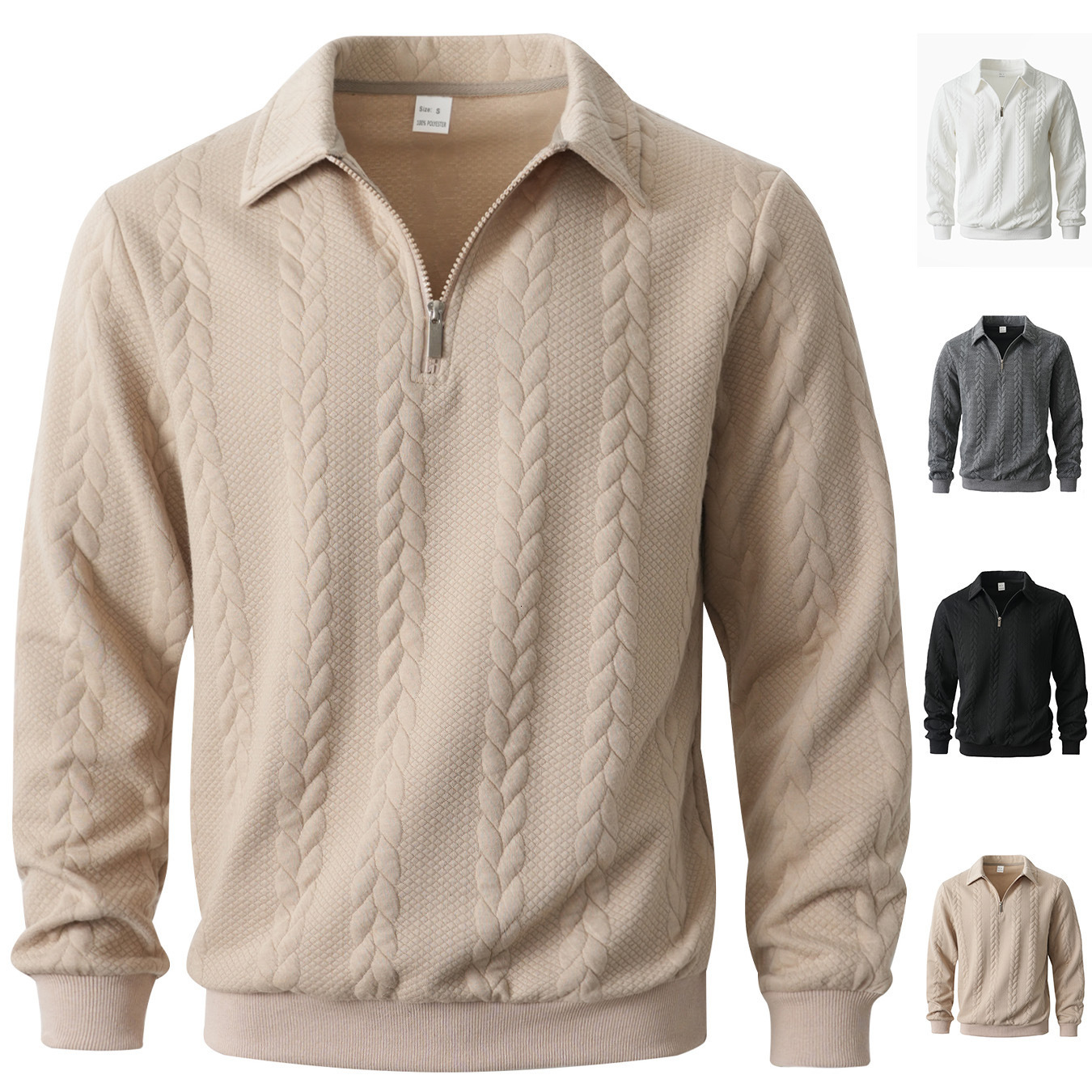 Designer Luxury Clothing 2025 Spring And Autumn New Cross-border European And American Style Half-zip Turn-down Collar Pullover Sweatshirt Casual Men&