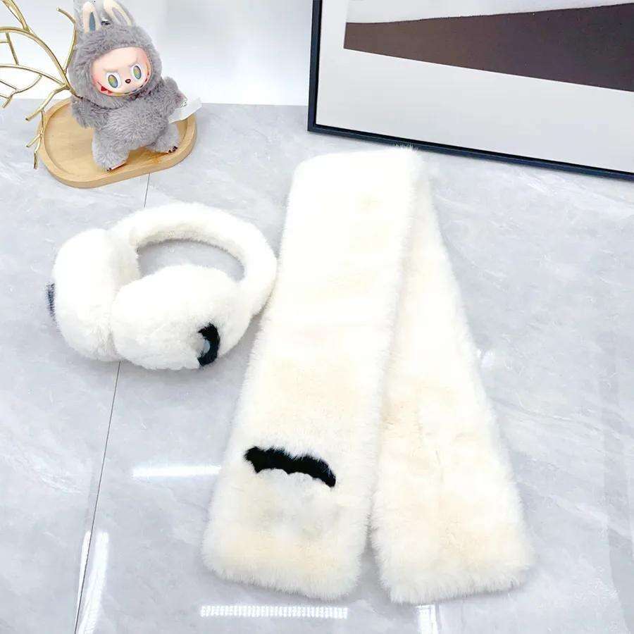 CHAN 2025 Winter Imitation Mink Hair And Scarf Set Luxury Designer Windproof Ear Cover Bag Warm and Cold proof Earmuffs for Women k7