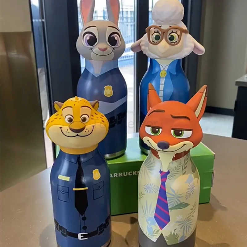 Disney 2025 Officially Zootopia Vacuum Mug Nick Wilde Judy Hopps Stainless Steel Sports Kettle Panther Officer Aquarius 430ml Gifts H251203
