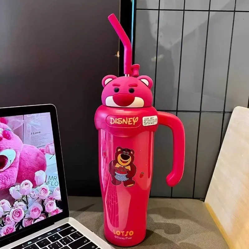 Disney Mickey Minnie Lotso cute creative cartoon pattern stainless steel portable large capacity insulated water cup with straw H251203