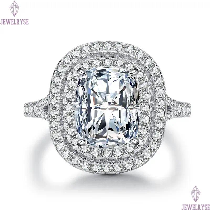 luxury designer diamond ring for woman wed 925 sterling silver 8A cubic zirconia iced out round sqaure engagement wedding eternal love rings womens je