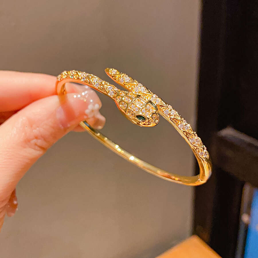 Bracelet Designer Luxury bangle jewelry snake 18K Real Gold Plated Zircon Open Unique Niche Design Bracelets High end Feel Women's festival birth