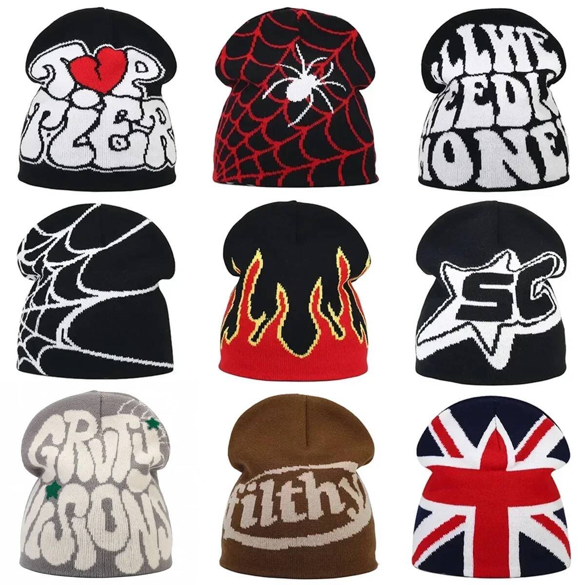 Y2K Letter Knitted Winter Autumn Beanie Cap Men Women Kanye Beanies Gorras Hombre Top Warm Skiing Hat Ear Hats Hip Hop Skullcap ddmythur