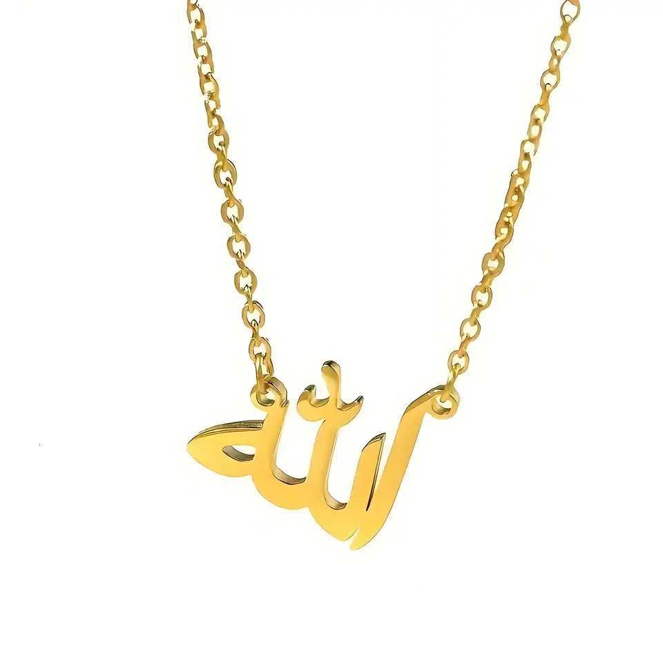Personalized Arabic Name Necklace Stainless Steel Gold - Tone Jewelry Custom Nameplate for Womens Daily Elegant WearXJ251202
