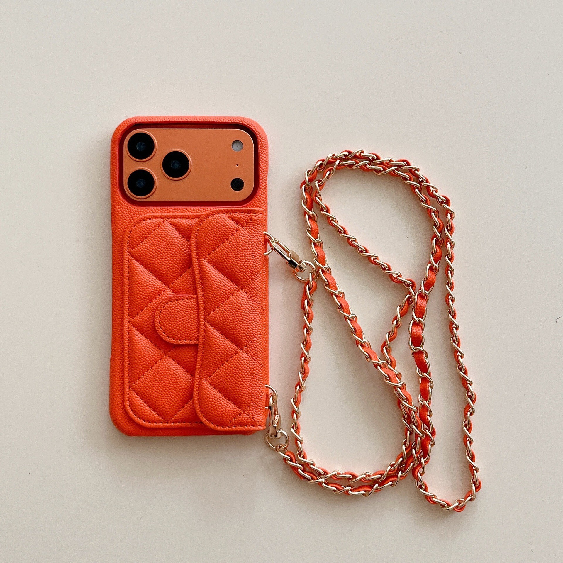 Leather Quilted Card Holder Phone Case iPhone 17 Pro Max Style Apple 16/15/14 Lychee Pattern Hard Case