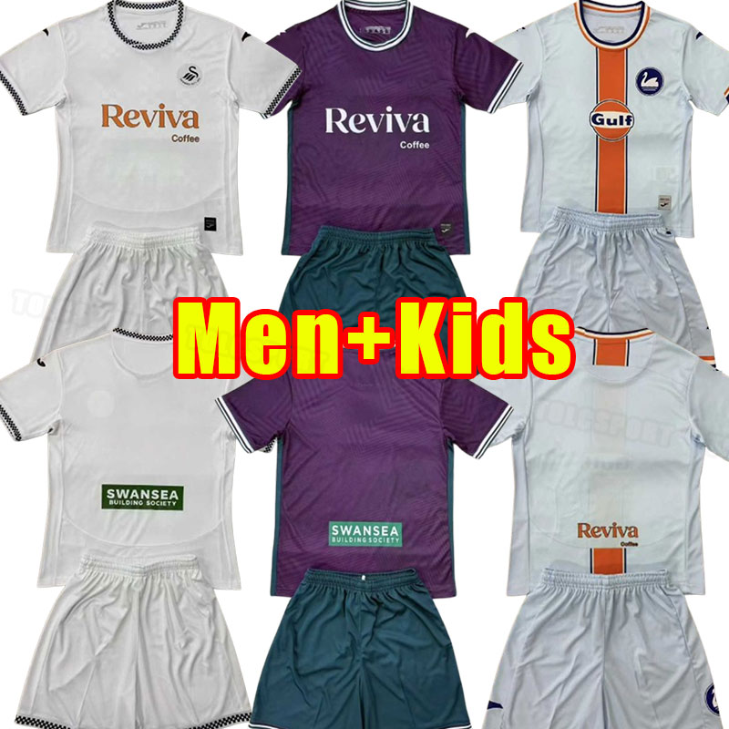 2025 2026 Swanseas city Soccer Jerseys 25 26 camisetas de futbol home away Obafemi Ntcham Whittaker Paterson Piroe men adult kids kit football shirts uniform