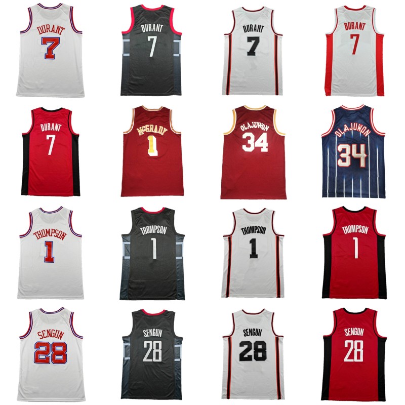 7 Kevin Durant Amen Thompson Alperen Sengun City Basketball Jersey Mens Tracy McGrady Hakeem Olajuwon Retro Sleeveless Shirt