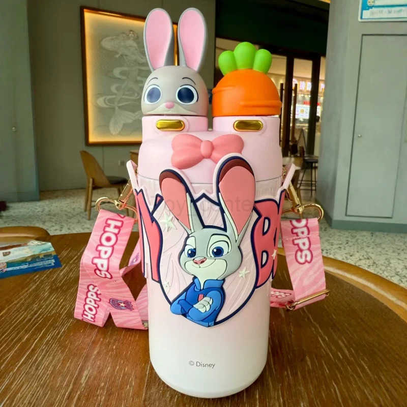 Disney Zootopia Judy Insulated Straw Cup Cute Girl Boy High Beauty Water Bottle for Students Outdoor Christmas Gifts H251203