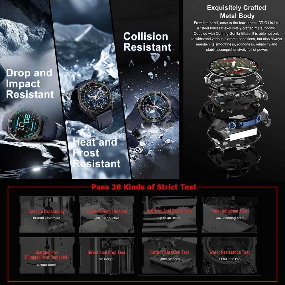Military Smart Watch DT G1 GPS Track Cpass Altimeter Calling 1000mAh Battery DTG1 Men Outdoor Sports SmartWatch C251203