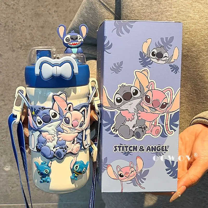 Disney Stitch 500ml Thermal Cup LiloStitch Portable Large Capacity Outdoor Sports Water Cup Drinking Stainless Steel Bottle H251203