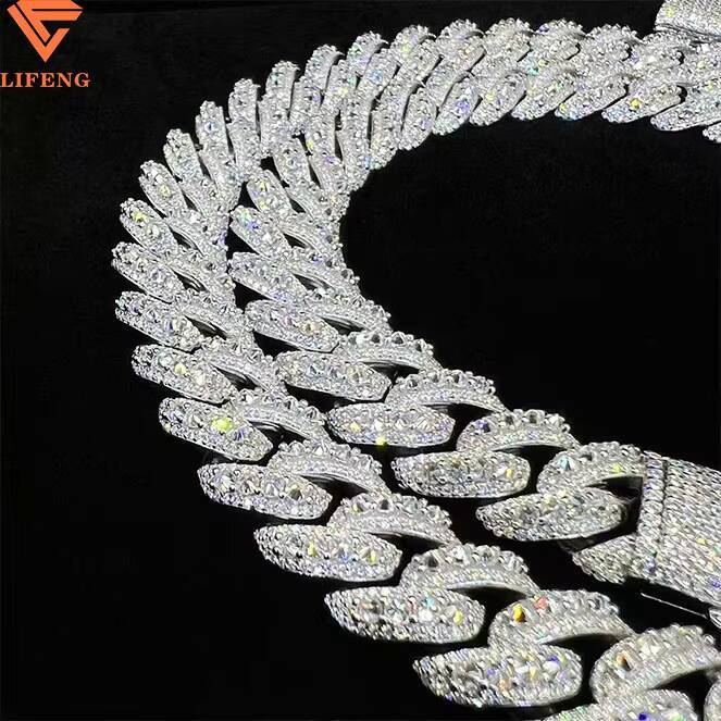 New Design 925 Silver Upside Down Setting 14mm VVS Moissanite Middle Large Stone Chains Fast Shipping with GRA Certificate