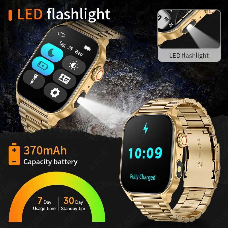 LIGE New Smart Watch LED Flashlight Military Sport Watches 201 Sn Health Monitor Call Waterproof Smartwatch Men C251203