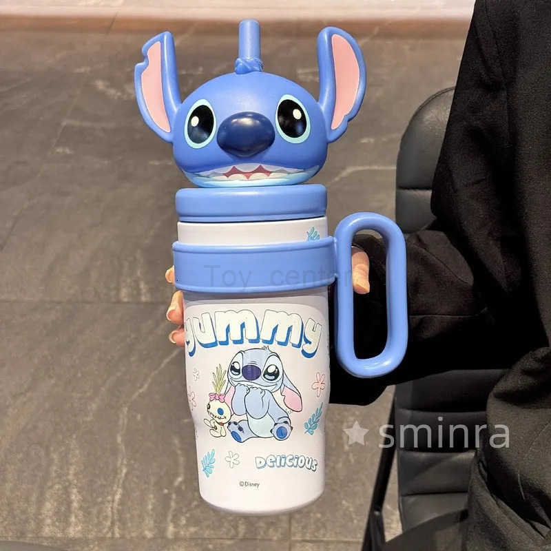 Disney Stitch Cartoon Large Capacity Thermos Cup 316 Stainless Straw Cup Steel Coffee Water Cooler Cup Girlfriend Gift H251203