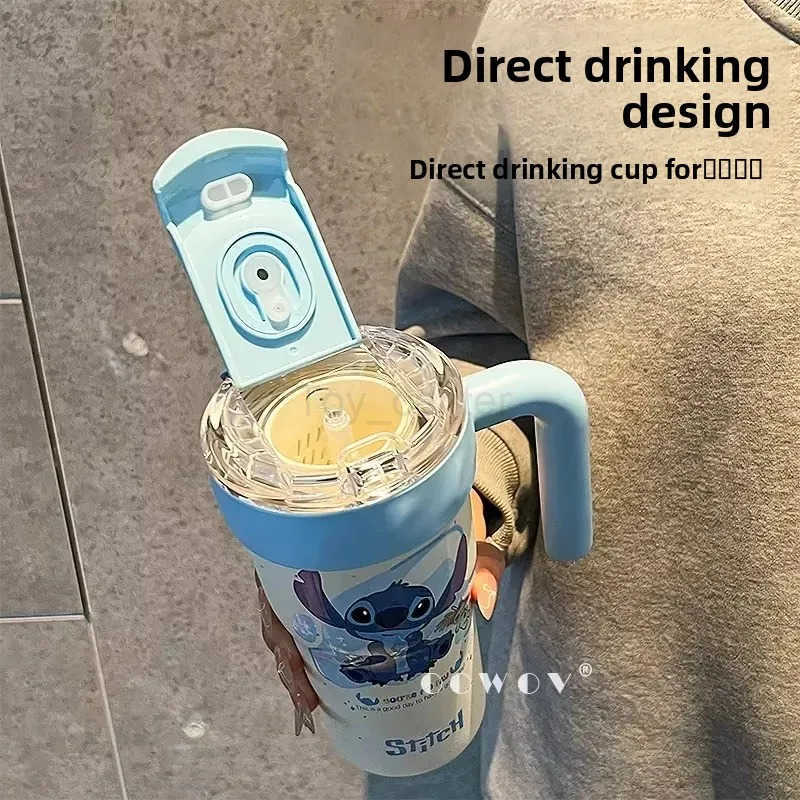 Disney Thermos Stainless Steel Cup Ice Fishing Cup Tea-Water Separator Large-Capacity Portable Straw Cup for Office Students H251203