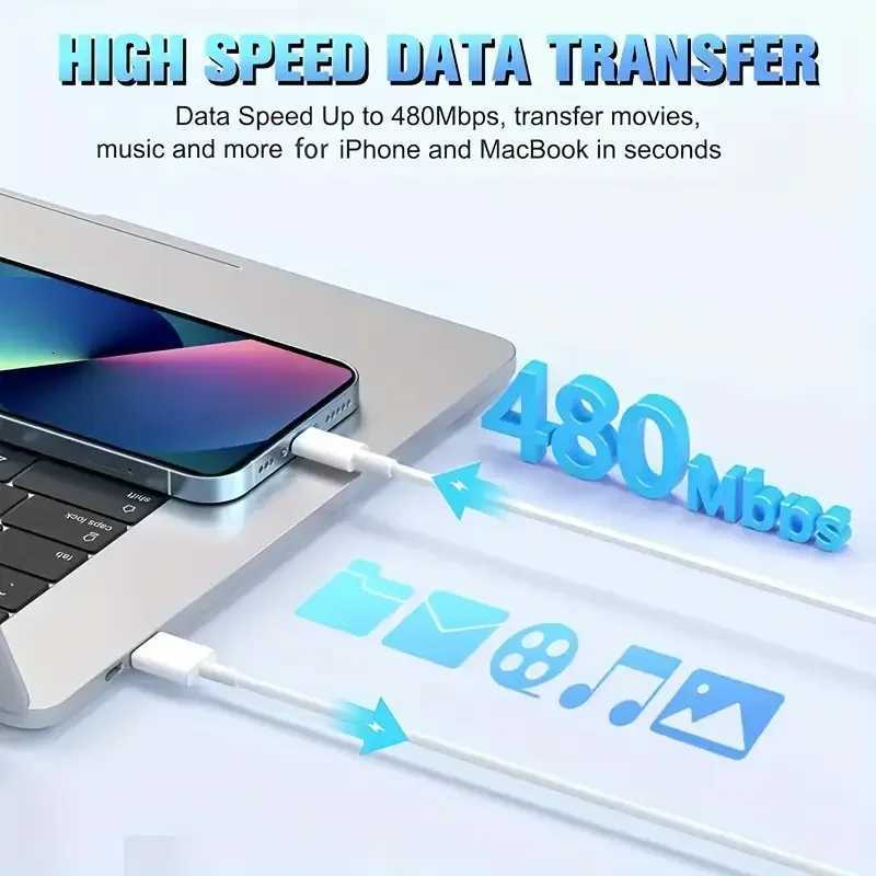 3PCS 5PCS MFi Certified USB to Lightning TPE Cable Fast Charging Cable sfor iPhone14 13 12 11Pro X 8 for iPad White 1M 2M C251203