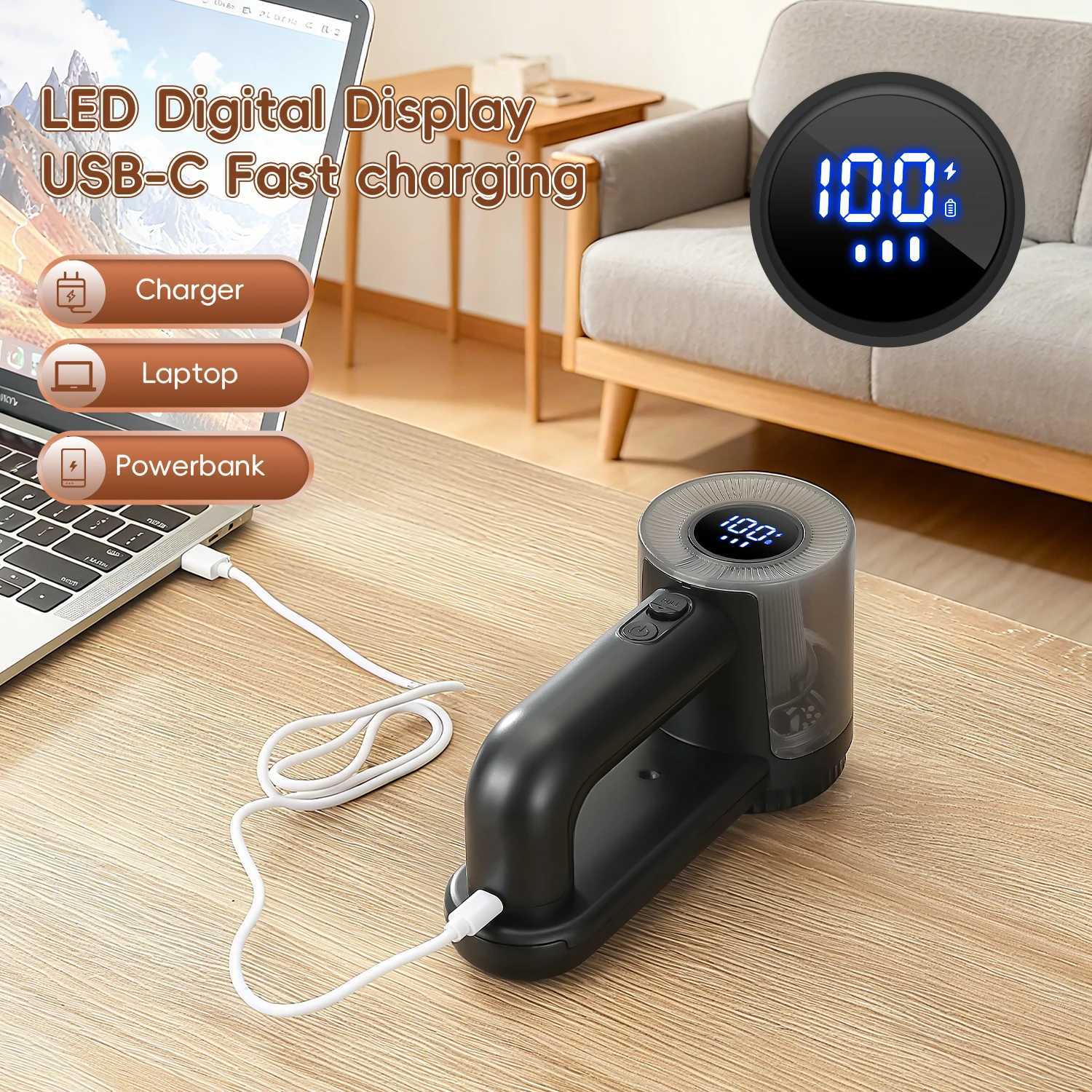Rechargeable portable electric hairball trimmer electric fabric hair removal device with digital display and 3-speed adjustmen M251203 - view 4