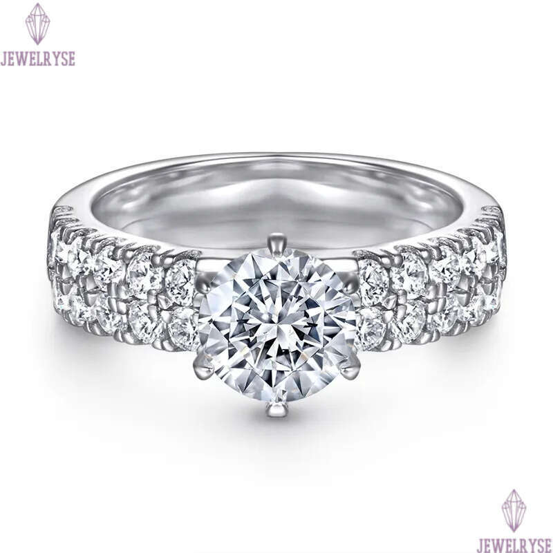 1ct round diamond ring designer for woman wed luxury 925 sterling silver white full 5A zirconia engagement wedding rings anniversary jewelry women gif