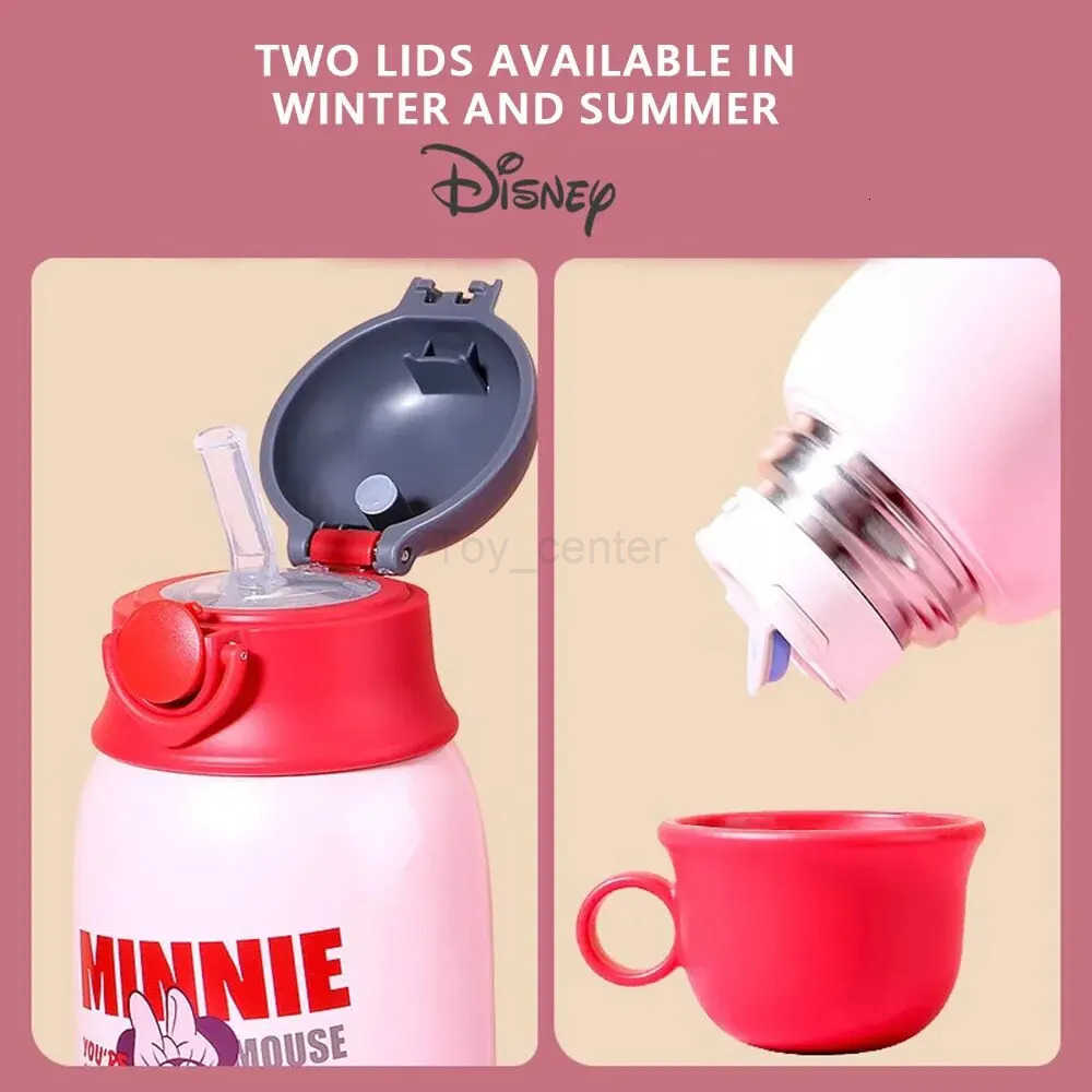 Disney Material Straw Thermos Cup With Protective Cover Stainless Steel Cartoon Water Bottle Exquisite Gift Box With Cup Cover H251203