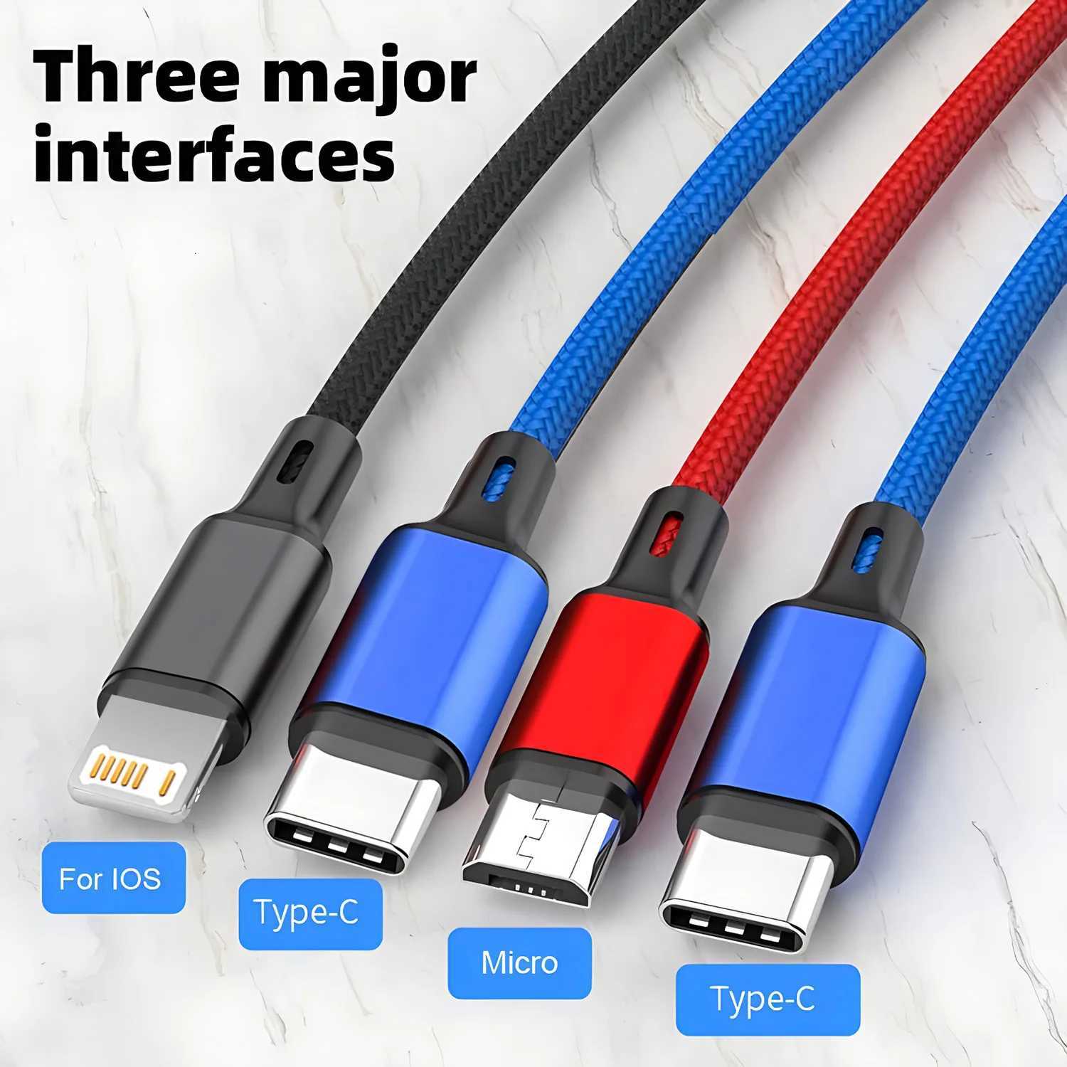 100W 4 in 1 er Fast Charging Cable Micro USB to Type C IOS USB Cable 3A Dual PD For iPhone 16 15 12M C251203