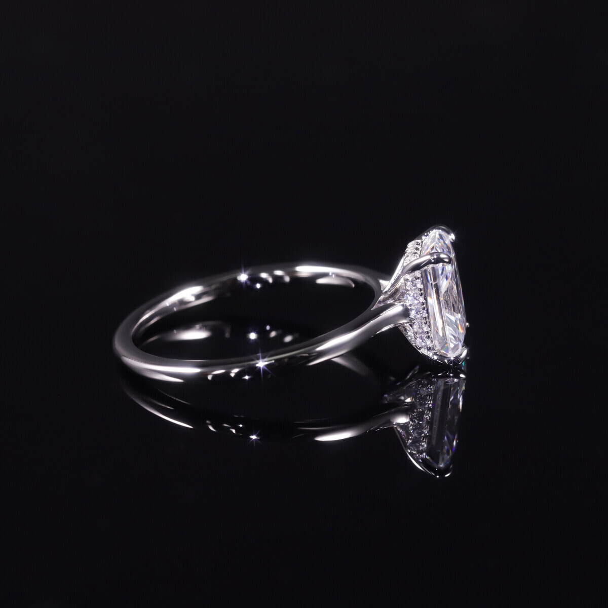 Commuting style large main stone ring pillow shaped s925 pure silver inlaid moissanite ring not fading women's style ddmynov