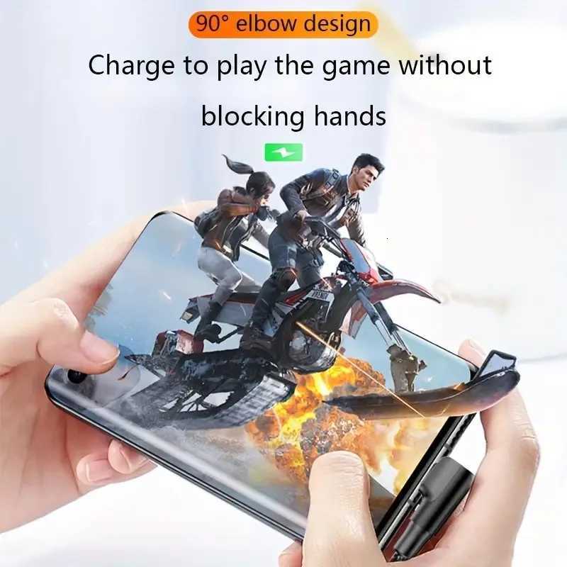 90 Degree USB C Fast Charge Cable For iPhone 16 15 Pro Max Redmi OnePlus Nylon Braided Type C Cables C251203