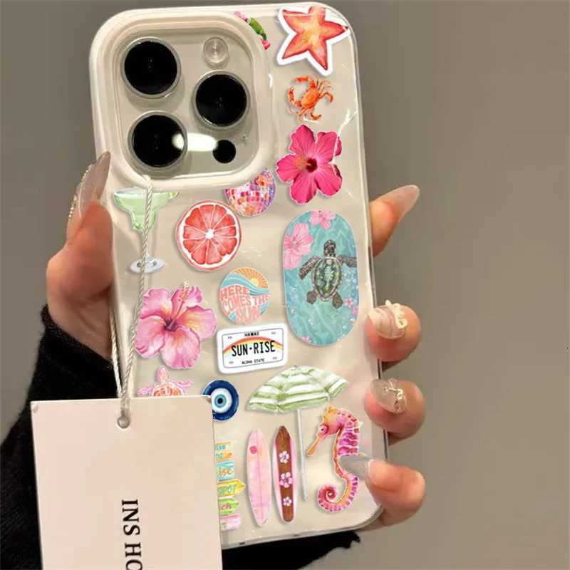 Folds Texture Soft Phone Case For iPhone 16 17Air 15 14 13 12 11 Pro Max 15 Plus Summer Ocean Flower Seahorse Turtle Print Cover H251203