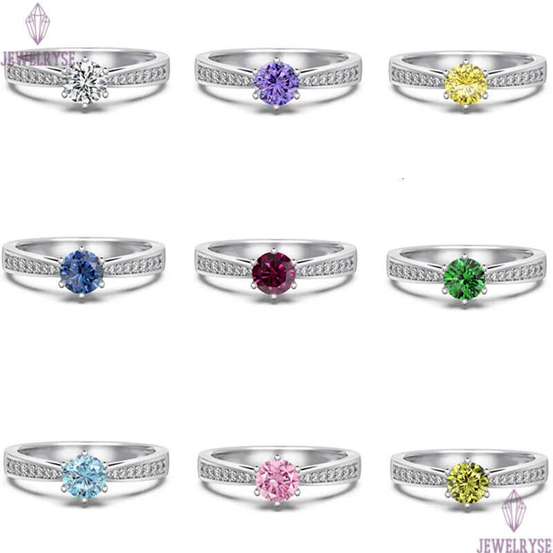 5mm diamond ring for woman six prong setting 12 colors s25 sterling silver 5A zirconia engagement wedding rings designer ladies luxury jewelry gift bo