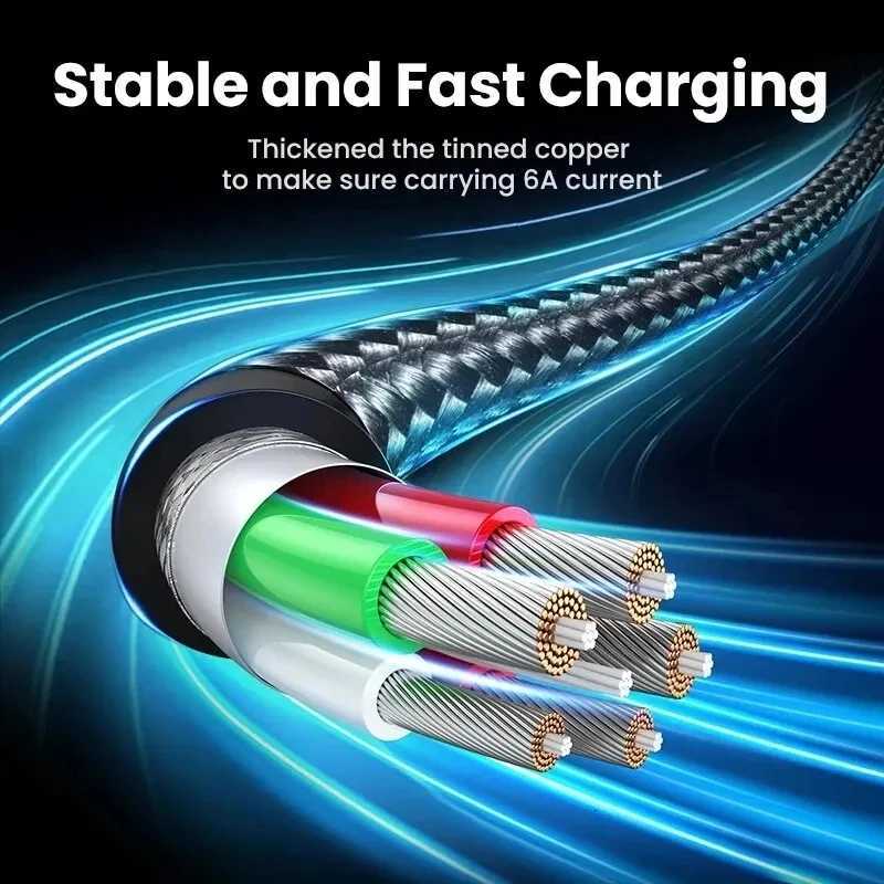 Type C USB Fast Charging Cable for S23 A55 A35 Redmi Note 13 X5 Nova 11 Realme iQOO Braided Cable C251203