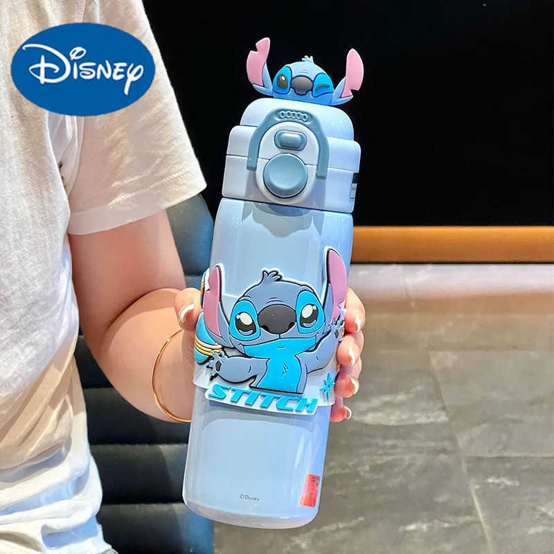 Disney 500ml Stitch Thermos Cup Zootopia Cartoon Nick Judy Dual-Drinking Straw Cup Cute Printing Student Water Cup Girl Gifts H251203