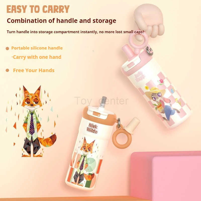 Disney Judy And Nick Stitch ChildrenS Stainless Steel Cute Appearance Level 2025 New Model Cold Insulation Straw Water Cup H251203