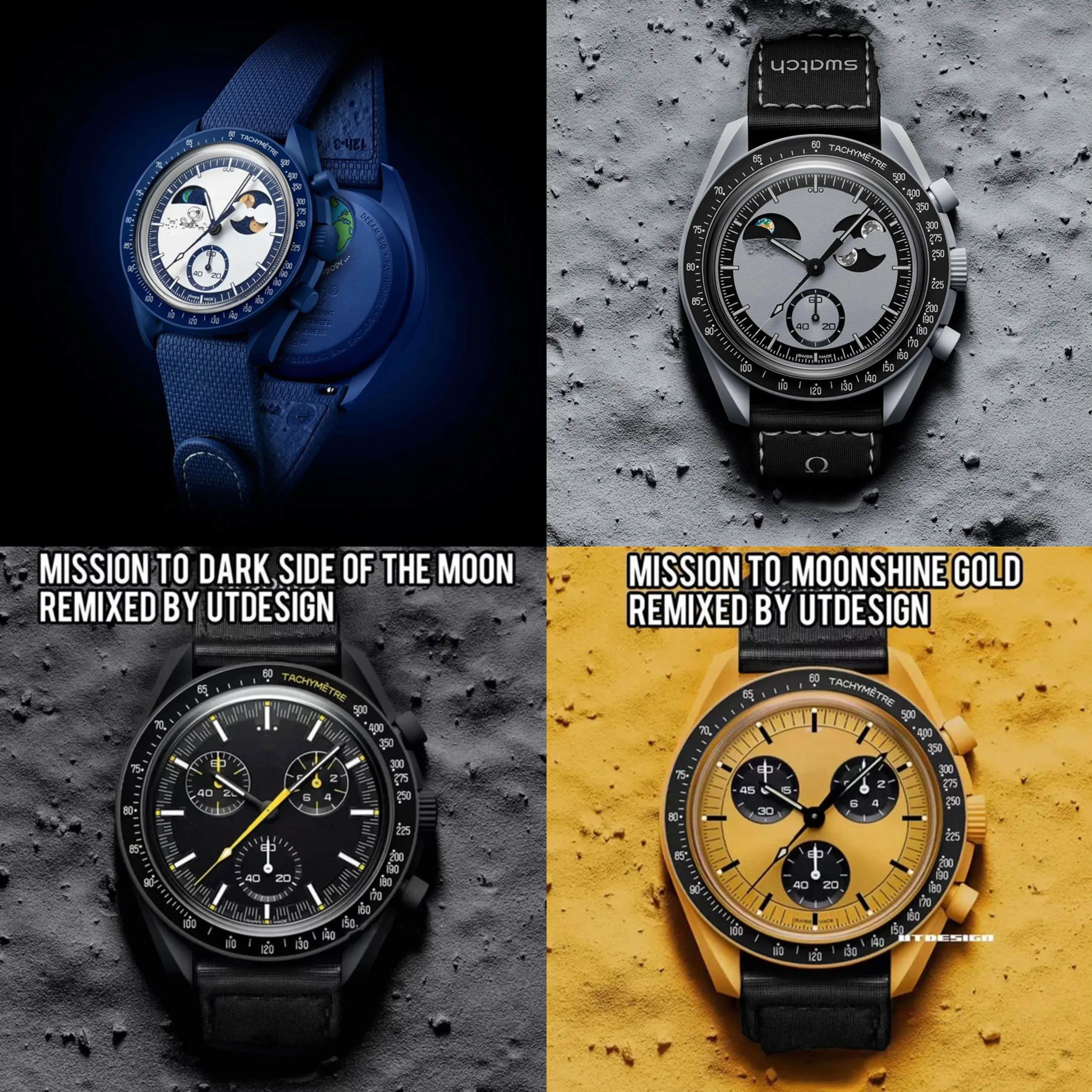 Bioceramic Quartz Edition master wristwatches Chronograph Mens Womens URANUS Watch Mission To Mercury 42mm Black Nylon Luxury MOON Watch Limited