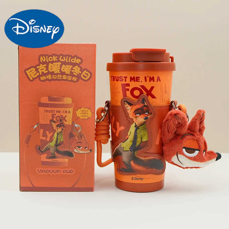 Disney Authentic Nick Wilde Insulated Tumbler - Student Water Bottle Cartoon Mug Zootopia Couple Cup H251203