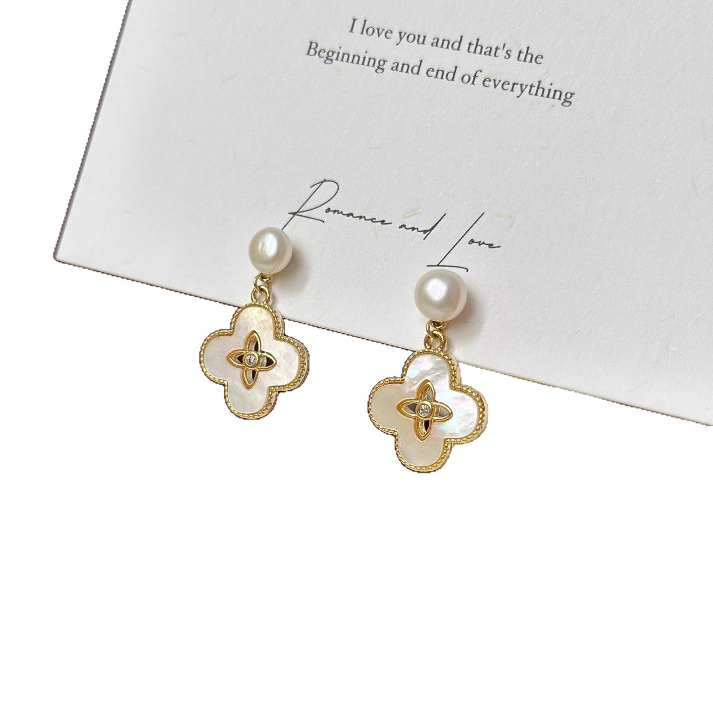 Real Gold Plated Silver Needle Zircon Flower Pearl Light Luxury High-end Elegant Commuting Earrings for Women - view 6