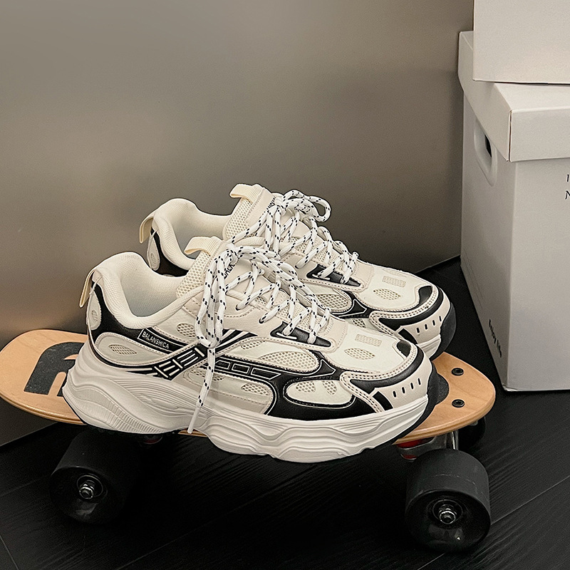 Men's chunky dad shoes 2025 spring new style Black Warrior ins internet celebrity little black shoes men's trendy sports shoes