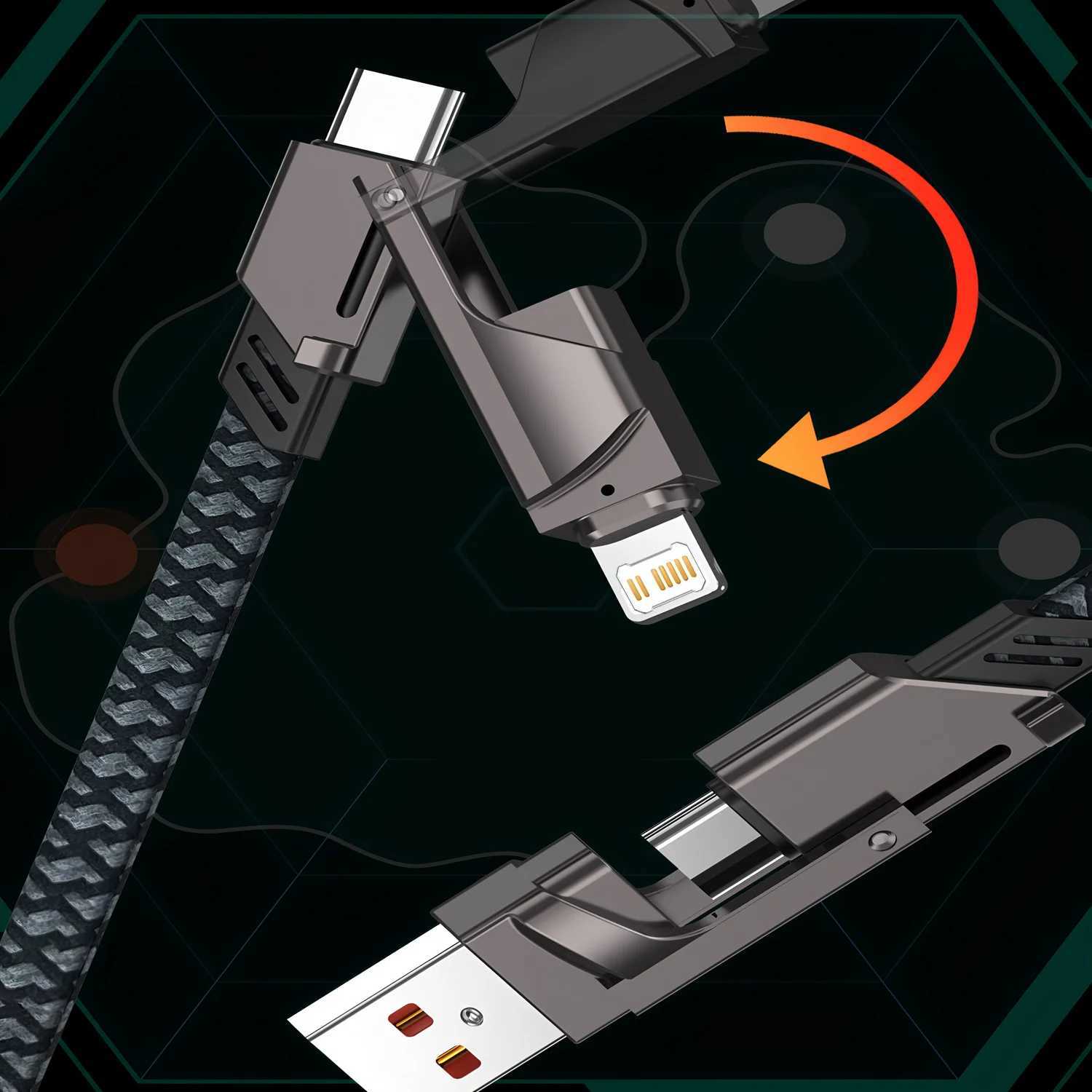 4-in-1 Kirsite Cable 240W er Fast Charging Mtiple Functions for iPhone8-16 Prax iPad Notebook Tablet Mobile Phone C251203