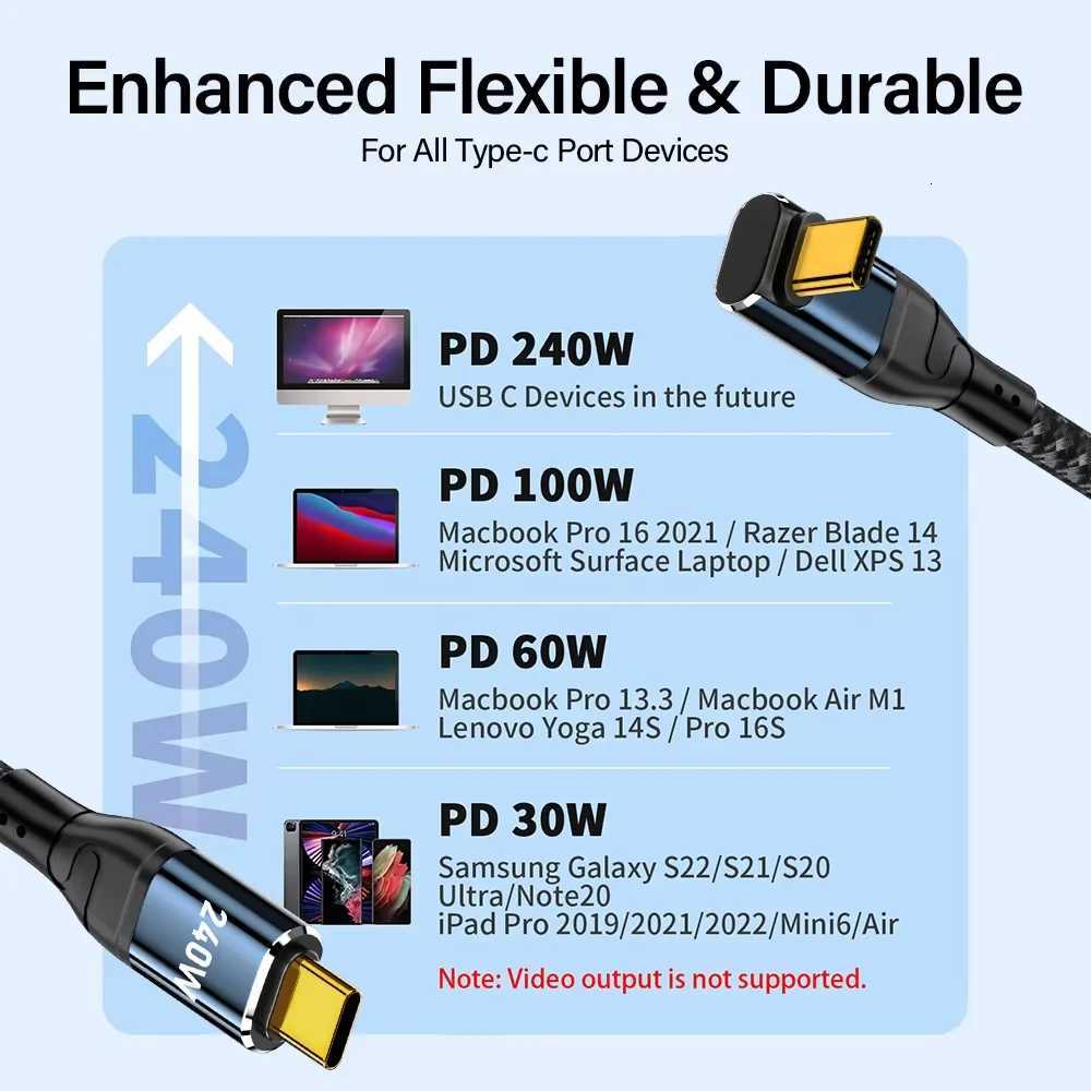240W USB Type C Cable er fast charge for iPhone 15 Pro Max book S23 Plus PD31 Data Charger Wire USBC 2m C251203