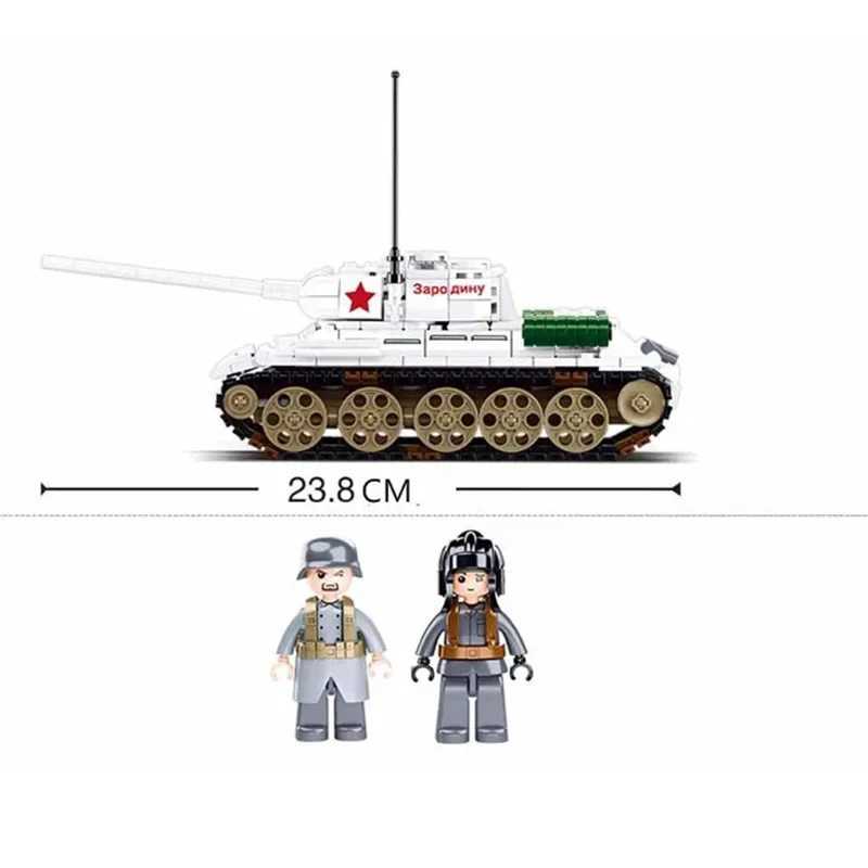 Sluban 518PCS T34-85 Medium Tank Building Blocks Diy WW2 Tank Chariot Soldier Figures Model Bricks Set Toys For Children Gifts C251203