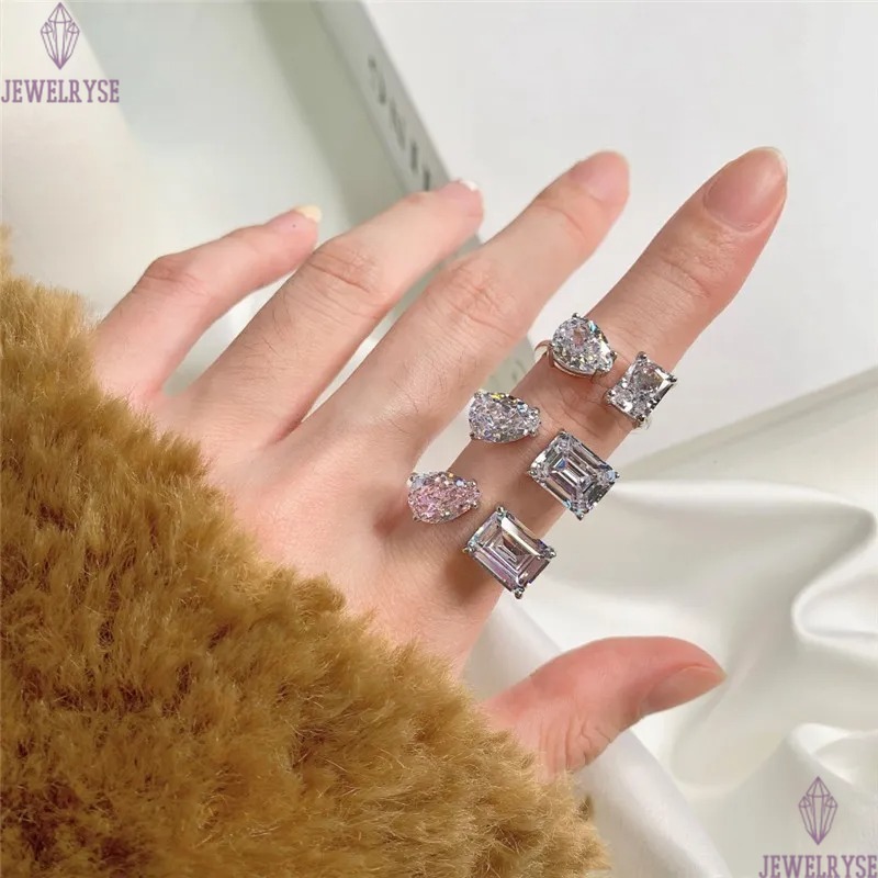 love wed heart designer ring for woman 925 sterling silver diamond pink zirconia sqaure luxury womens engagement wedding rings jewelry gift box openin