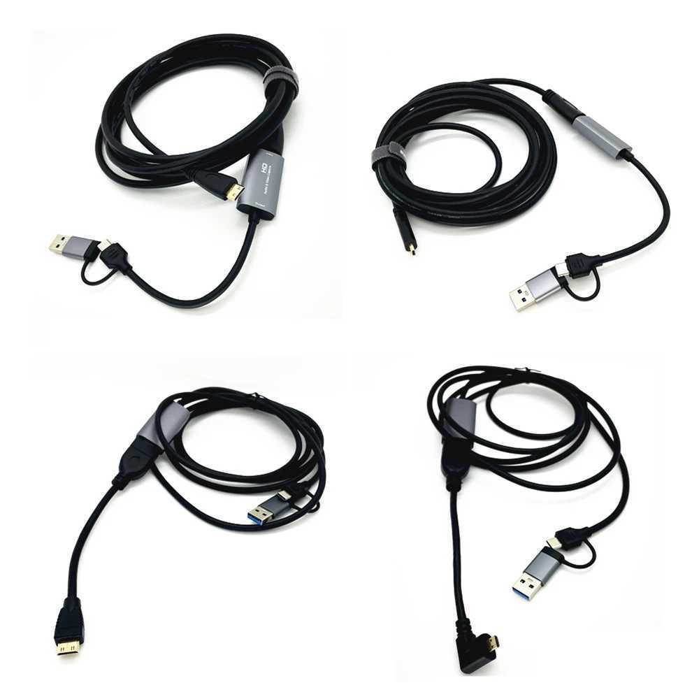 2in1 USB Type-C to Micro / Mini -cpatible Video Capture Card Cable for Fuji Camera PC 4K C251203