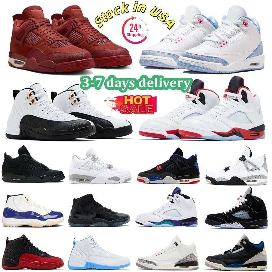 Designer Men Women 3 3s 4 4s 5 5s 11 11s 12 12s 1 1s Basketball Shoes Lucky Green Black Cat Sneaker School UNC White Oreo Fire Red Thunder Sports Trainers Big Size 14 15 16