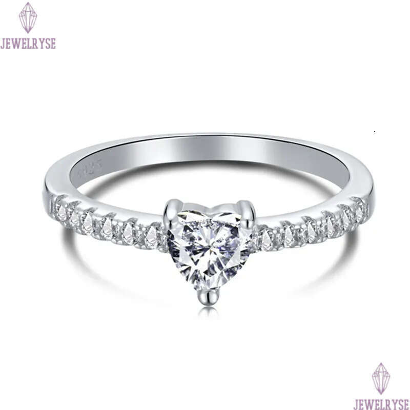 100% 925 Sterling Silver ring Luxury Rings Jewelry 5A Cubic Zirconia White Heart Princess Cut Diamond Party For Women Love Engagement Wedding rings Wi