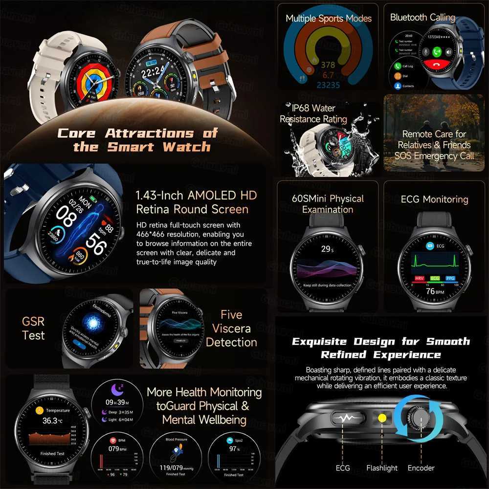 2026New Health Sport ECG AI Diagnosis Smart Watches Men Rate Blood Pressure IP68 Waterproof Smartwatches For Men wen C251203