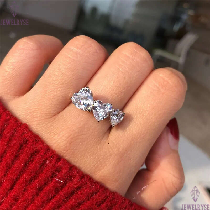 Ins Top Cute Wedding Rings Fashion Jewelry 925 Sterling Silver ring Fill Heart Shape White 5A Cubic Zirconia CZ Diamond Promise Eternity Engagement Fo