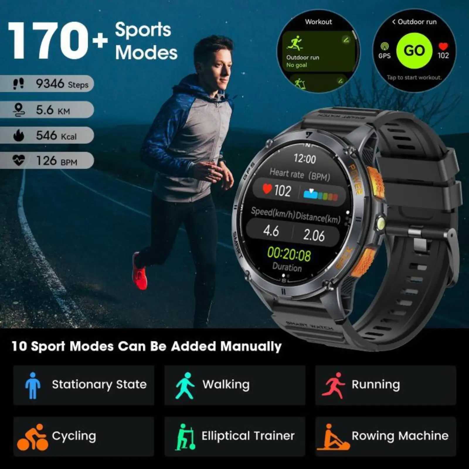 LIGE New Premium GPS Smart Watch Outdoor Altimeter Bareter AMOLED Sn Built-in GPS Cpass Military Sports Smartwatch Men C251203