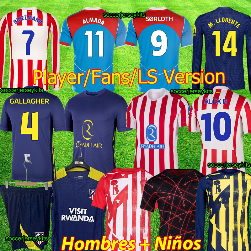 Atleticos de madrid 25 26 jersey Atle tico Mad rid GRIEZMANN LLORENTE KOKE ALEX BAENA ALMADA ATM football shirt kids kit sets uniforms ALVAREZ 2025 2026 GALLAGHER