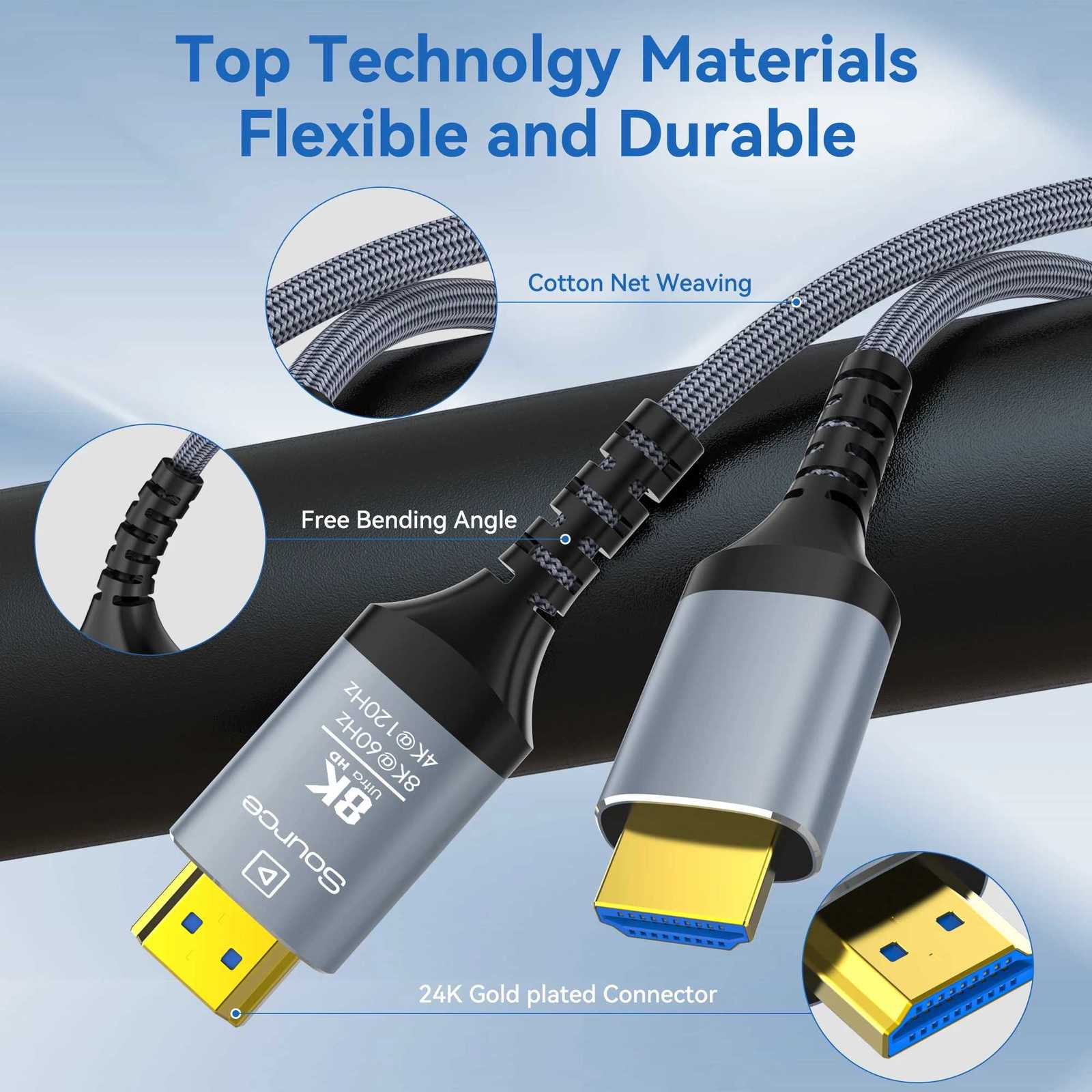 8K 21 Fiber Optic Cable 8K60Hz 4K120Hz Cable Dynamic HDR/eARC/HDCP 23 Cpatible with TV/PS5/-ray C251203