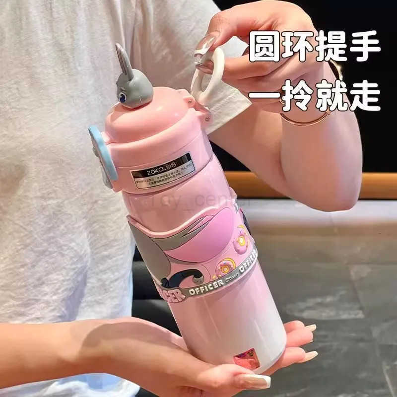 Disney Strawberry Bear Nick Thermos Double Drink Male And Female High Beauty Straw Water Cup Judy ChildrenS School Special Cup H251203